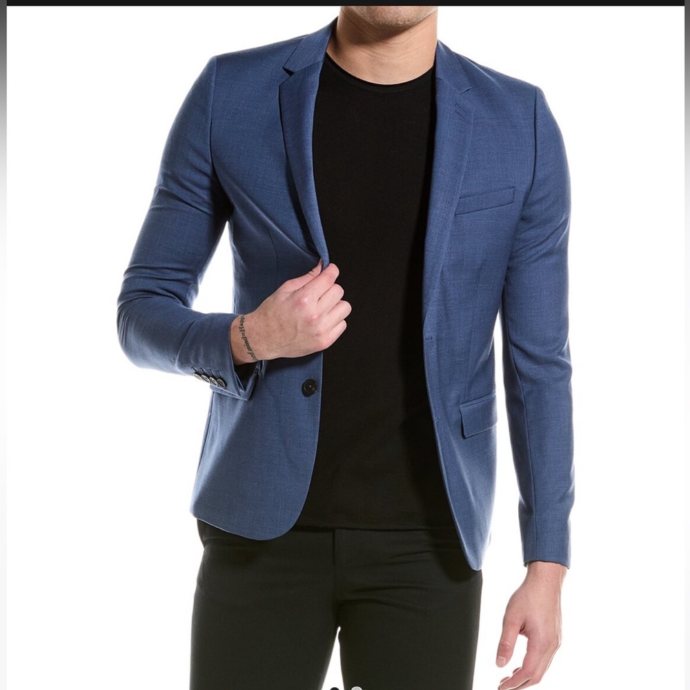 The Kooples Marcanvas Wool Blazer In Blue Size FR46/US S